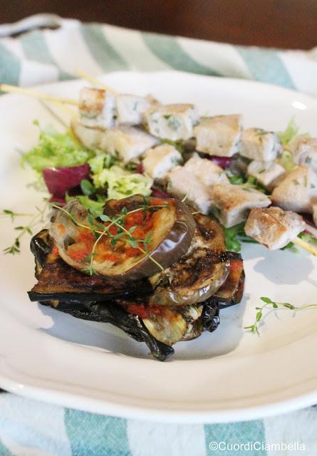 Spiedini di Pesce Spada con Millefoglie di Melanzane e il Racconto di #galleriacirio