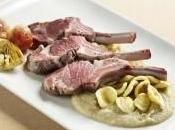 Lombata agnello timo orecchiette, passatina fave fresche carciofi tempura