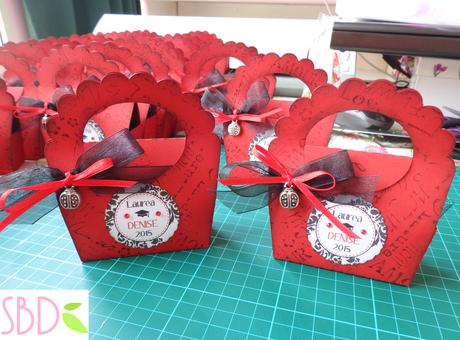 Creazioni Luglio 2015 - Segnaposto diamanti, scatola scarpine, bomboniera laurea