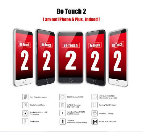 Ulefone be touch 2: 3 Gb di Ram, 3050 mAh, Octa Core 1.7, 16 Mpx in OFFERTA