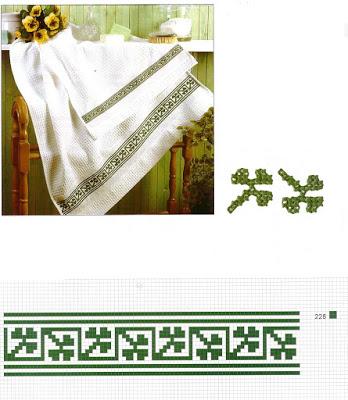 Bordure a puntocroce con geometrie e fiori