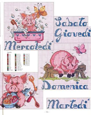Bavaglini con porcellini da ricamare a puntoincroce