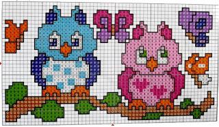 Cross stitch - raccolta di piccoli gufi colorati
