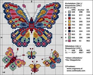 Butterfly di ogni colore a punto croce
