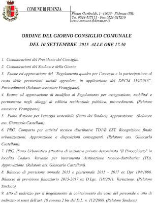 Due consigli comunali uno il 10 e uno il 14 settembre