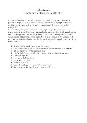 Corso di Biblioterapia: una scuola di vita attraverso la letteratura