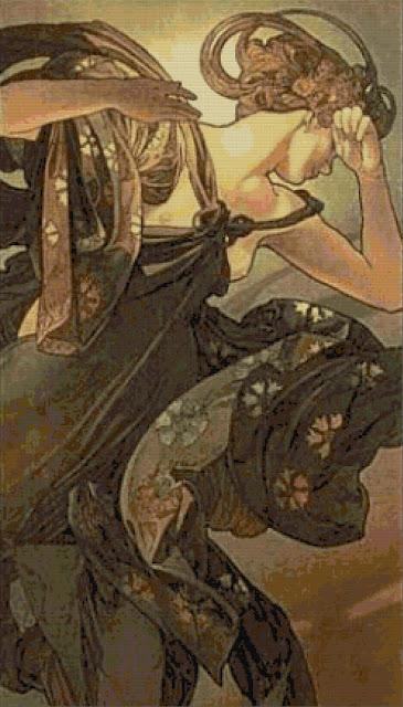 Schema per il punto croce: La Stella della sera di Alphonse Mucha
