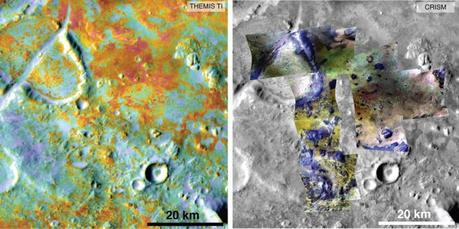 I ricercatori stimano le quantità di carbonio presenti nel suolo marziano grazie alla combinazione dei dati di più strumenti: nell’immagine un dettaglio della piana di Nili Fossae. Crediti: NASA / JPL-Caltech / ASU / JHUAPL.