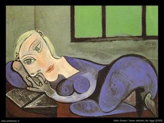Donna sdraiata che legge di Pablo Picasso