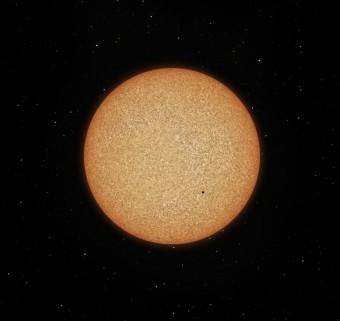 Il Sole come sarebbe apparso da un osservatore sulla superficie di Europa, una delle lune di Giove, durante il suo transito il 5 gennaio 2014. Crediti: INAF-Marco Galliani 