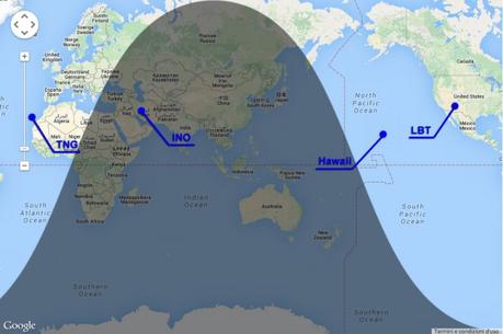 Ubicazione dei quattro osservatori dell'emisfero settentrionale citati nell'intervista