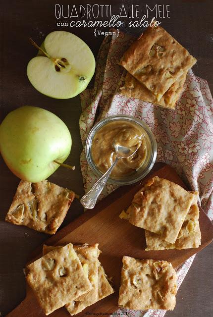 Quadrotti alle mele vegan con caramello salato | Vegan apple squares with salted caramel