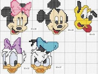 Disney baby cross stitch- Paperino,Topolino, Minnie, Pluto