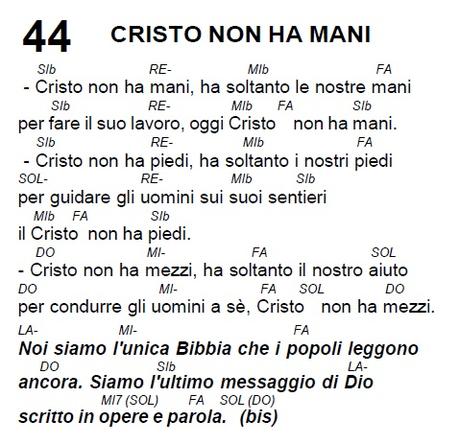 Cristo non ha mani (testo, accordi e file musicale)