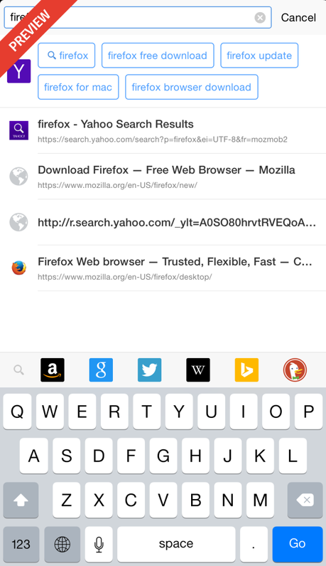Firefox iOS Intelligent Search
