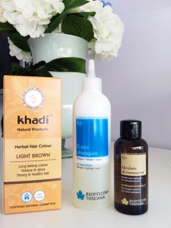 Applicazione e review dell’Hennè di Khadi, nuovi shampoo e idrolati di Biofficina toscana e balsamo Phitofilos