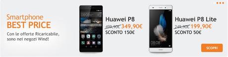 Huawei P8 a 349 Euro e P8 Lite a 199 Euro con Wind!