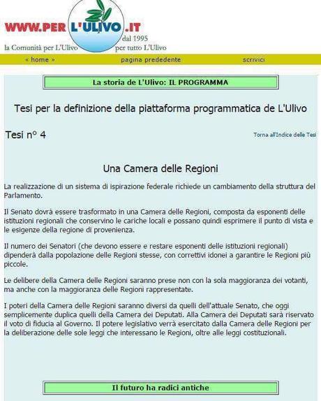 Senato delle Regioni, proposto dall'Ulivo