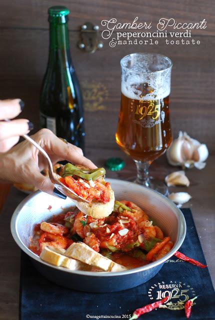 Gamberi piccanti con peperoncini verdi e mandole tostate | Spicy Prawns with Green Peppers and Toasted Almonds