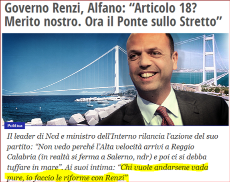 Fermate Angelino Alfano, altrimenti fra un po' riproporrà il nucleare, l'abolizione del divorzio, e la leva obbligatoria...