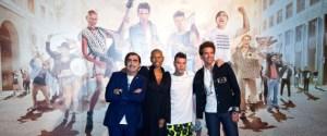 08/09/2015 Milano, photocall della trasmissione televisiva X Factor. Nella foto Elio, Skin, Fedez e Mika