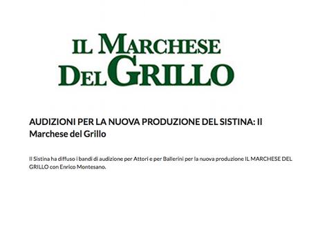 Casting Il Marchese del Grillo nuovo spettacolo di Piparo al Sistina