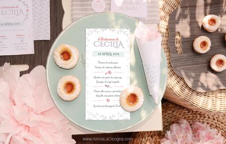 menu personalizzato per battesimo shabby chic