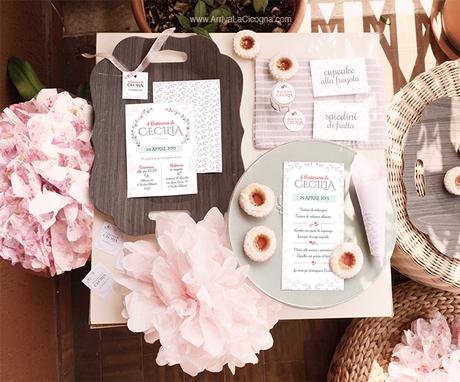 menu personalizzato per battesimo shabby chic