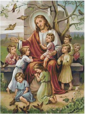 Schema a punto croce: Gesù tra i fanciulli_3