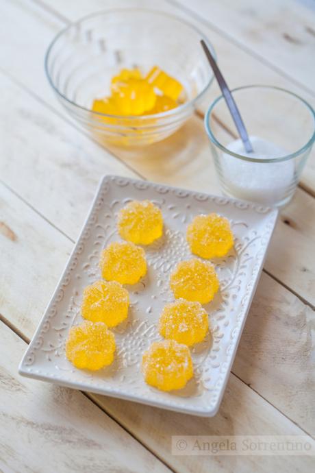 Gelee candies made with orange juice and sugar