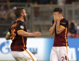 L'incredulità di Florenzi, dopo il gol da centrocampo del pareggio contro il Barcelona  (it.ibtimes.com)