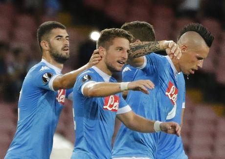 Europa League, Gruppo D: Manita del Napoli al Brugge, il Midtjylland batte il Legia e vola in testa.