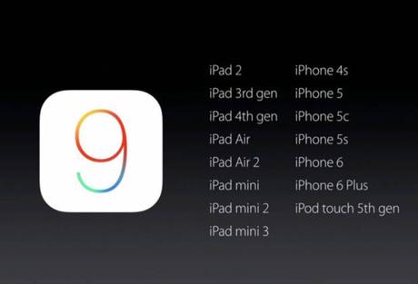iOS 9 device aggiornati