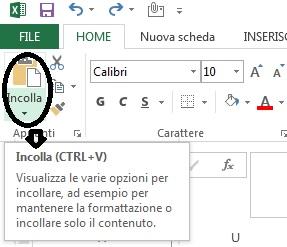 Copia, incolla e incolla speciale in excel