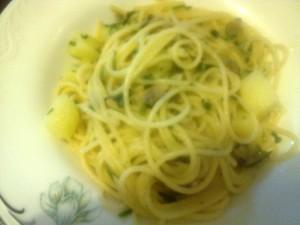 Spaghetti vongole, patate