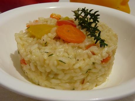 Risotto con peperoni, carote e profumo di timo