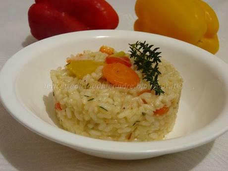 Risotto con peperoni, carote e profumo di timo