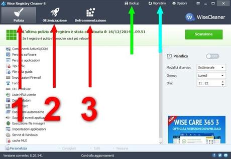 Wise Registry Cleaner - Finestra principale