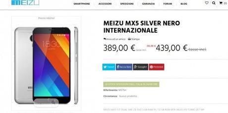 Meizu MX5 disponibile a 349 euro solo per oggi e domani