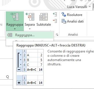 Ragguppare dati con excel