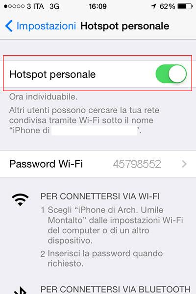 Connettere Pc e Mac a hotspot personale iPhone