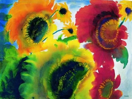 12-Nolde_Rote_und_gelbe_Sonnenblumen