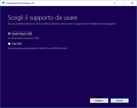 Creare chiavetta avviabile Windows 10