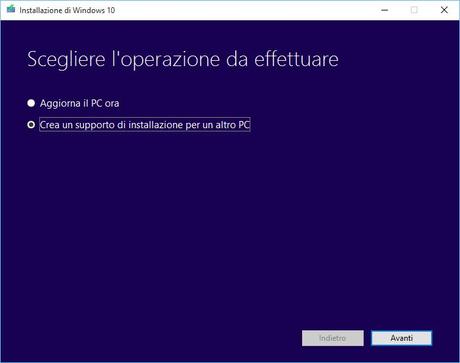 Creare chiavetta avviabile Windows 10