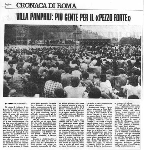 Seconda Edizione Festival Pop Villa Pamphili 20-24 settembre 1974, di Wazza