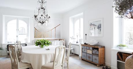 Nordic style e shabby chic per un bellissimo appartamento svedese