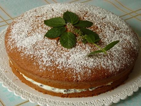 Torta soffice alla menta con crema alla ricotta e cioccolato