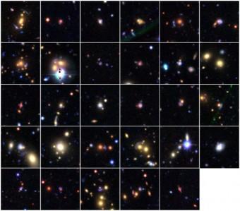 Le 29 potenziali lenti gravitazionali individuate dai volontari del progetto Space Warps. Credti: Space Warps, Canada-France-Hawaii Telescope Legacy Survey