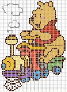 Schemi punto croce per bavaglini e copertine- Winniethepooh