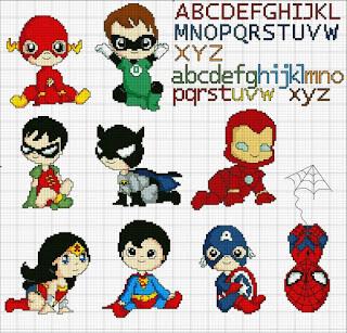 Cross Stich pattern- Super eroi per i piccoli